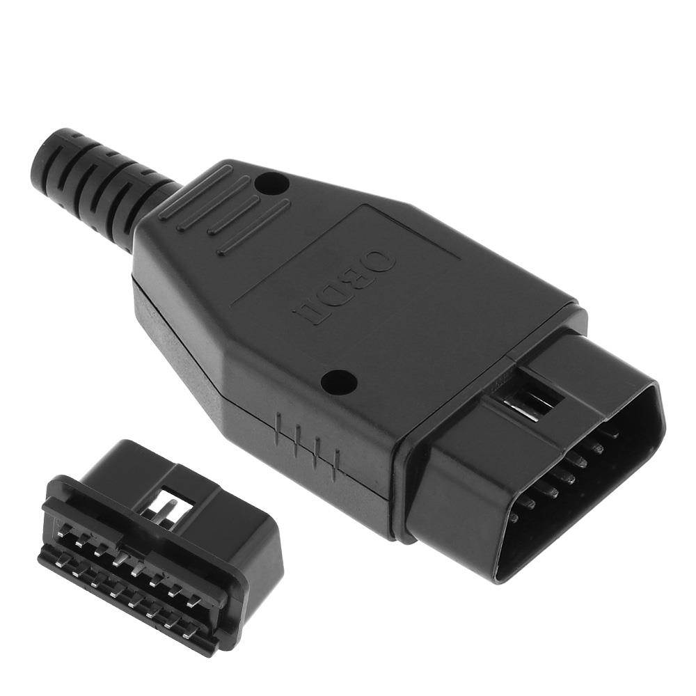 OBD-II DIY 16Pin Male Extension Opening Cable Car Diagnostic Interface Connector PLug with SR Shell and Screw