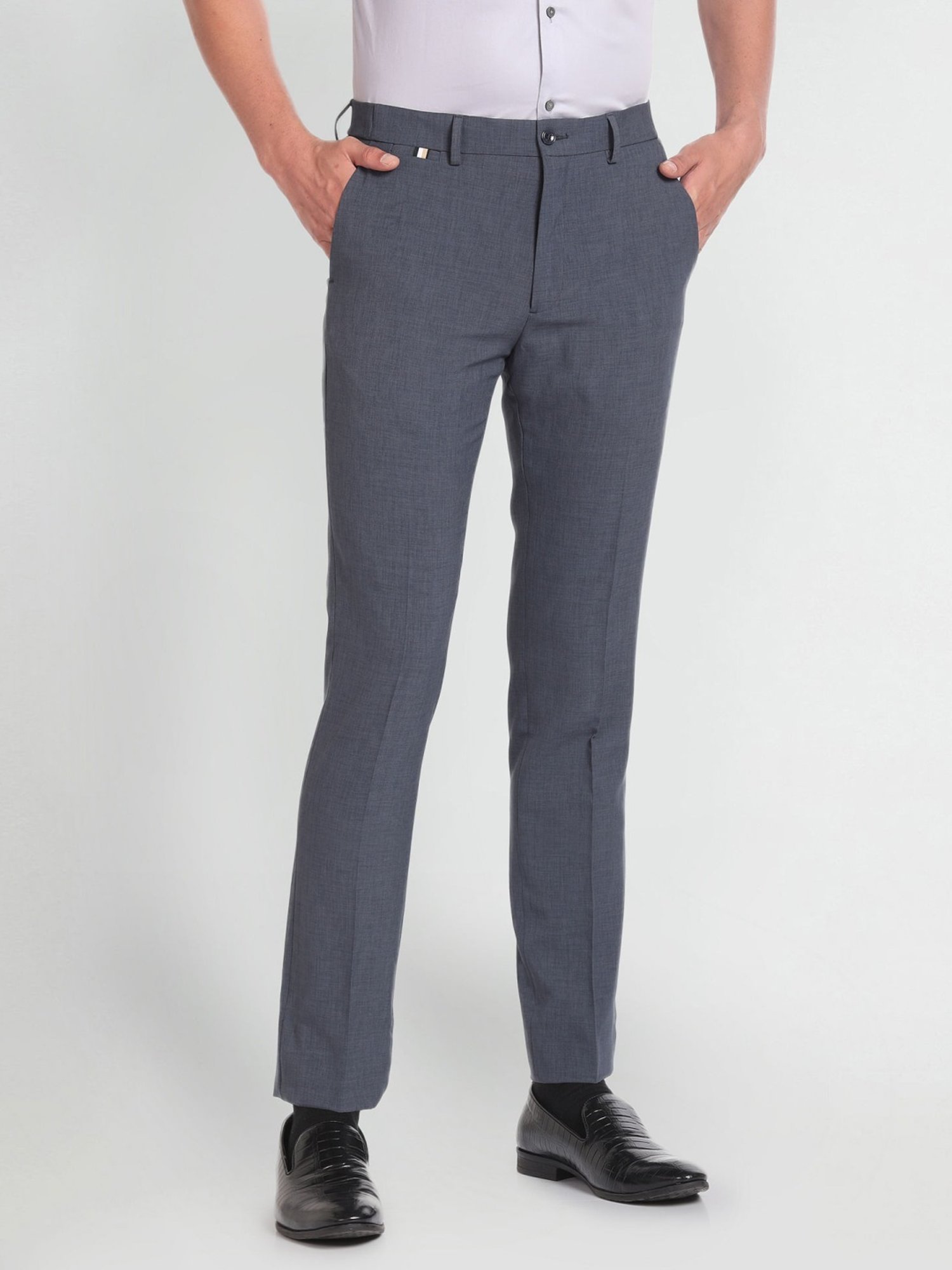 Arrow New York Mid Grey Slim Fit Trousers