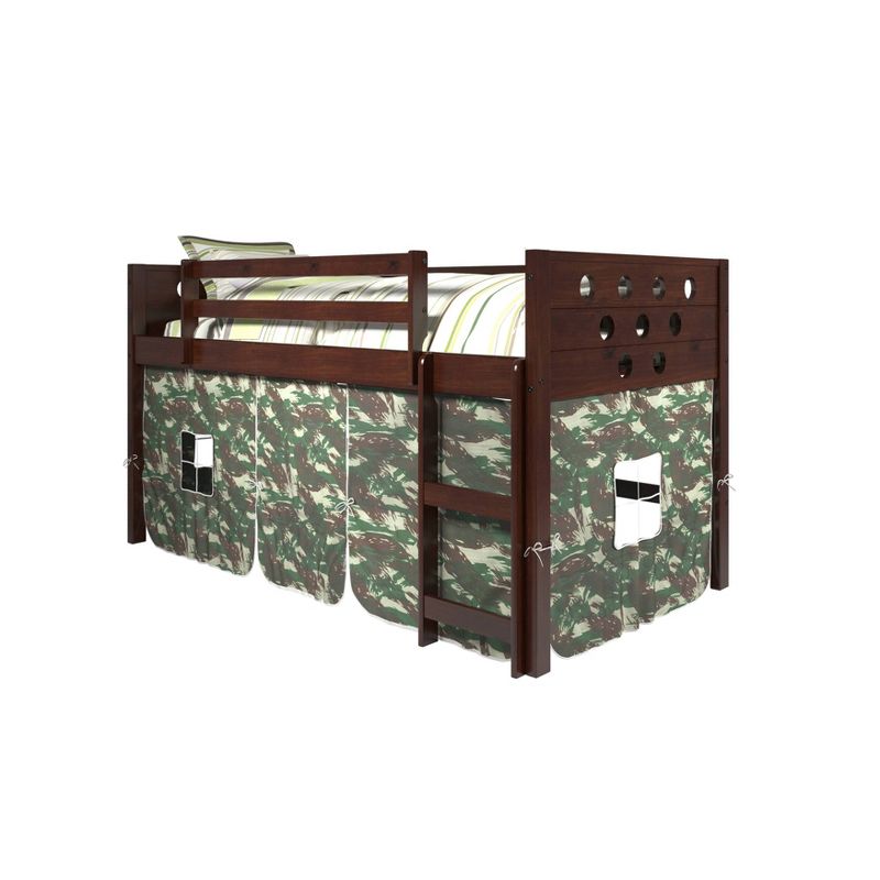 Circles Low Loft with Tent Kit Cappuccino/Green Camo - Donco Kids