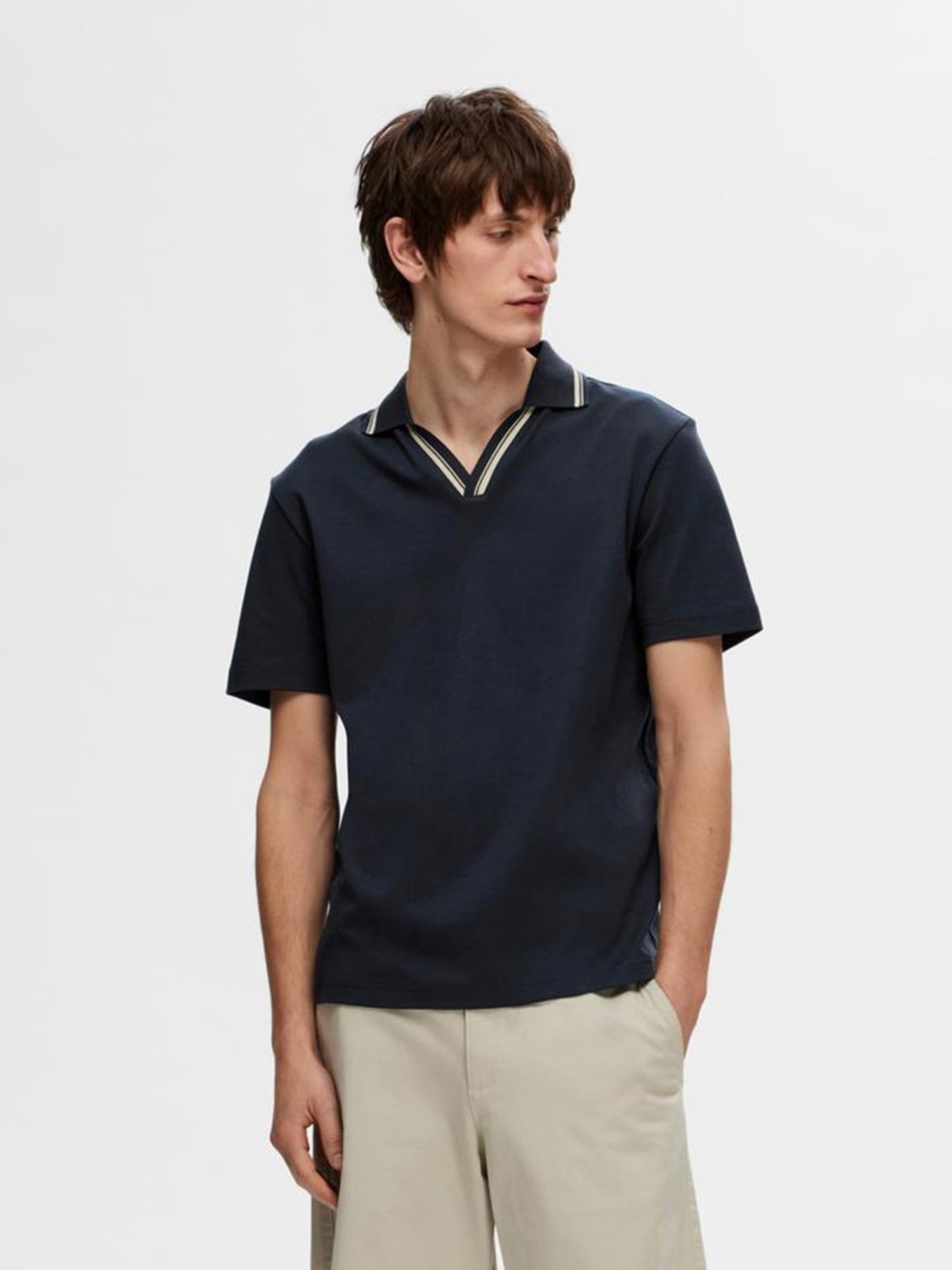 SELECTED HOMME Blue Regular Fit Cotton Polo T-Shirt