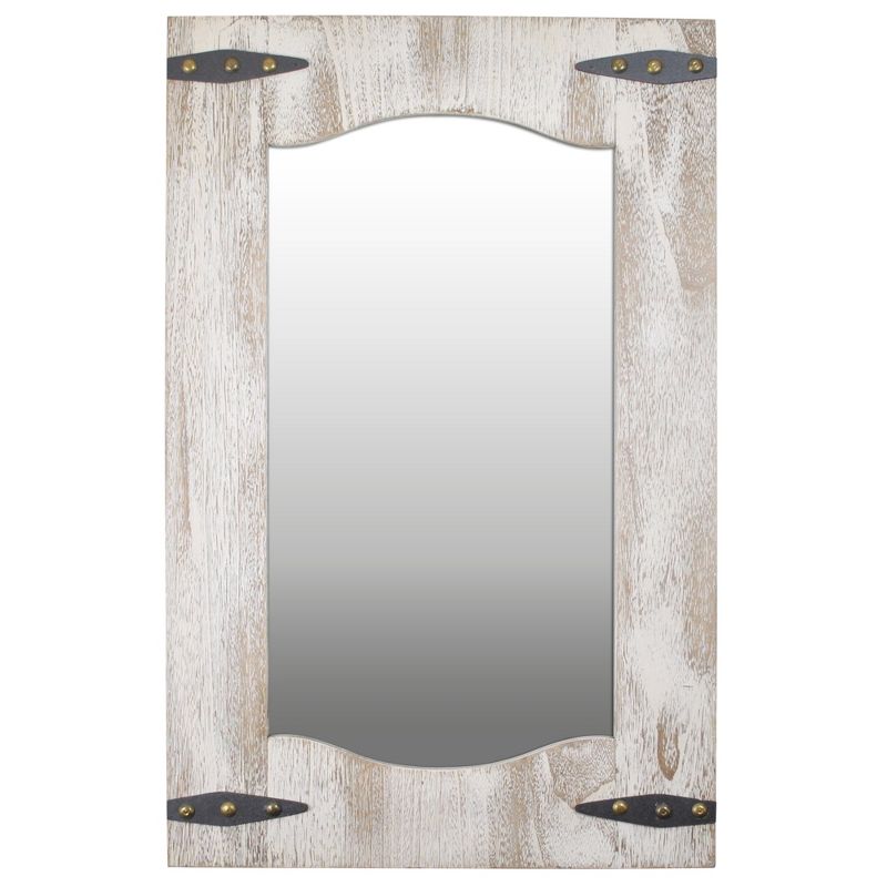 21.5" x 1" x 33.5" Farmhouse Barn Door Mirror Tan - FirsTime & Co.