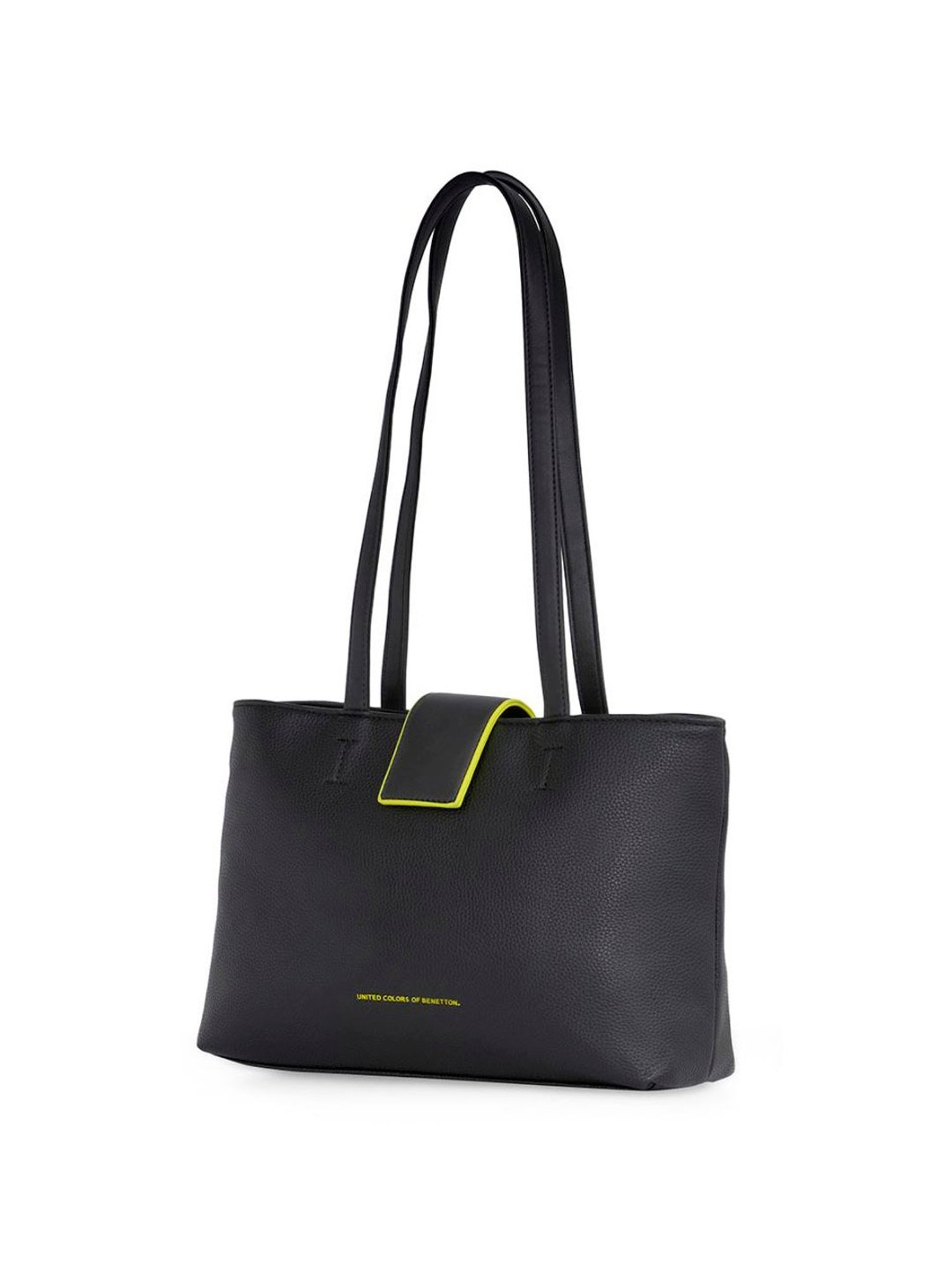 United Colors of Benetton Ariyah Black PU Solid Tote Handbag