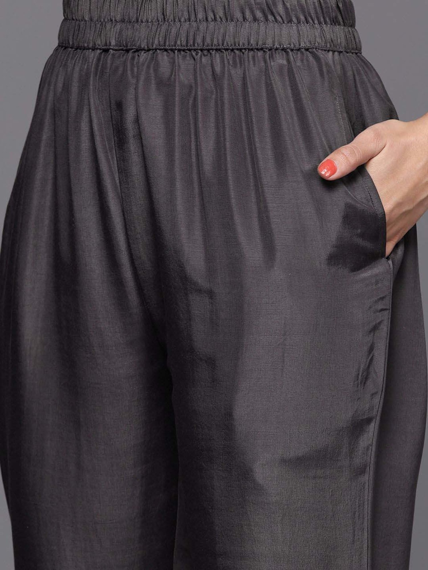 Libas Black Woven Pattern Kurta Pant Set With Dupatta