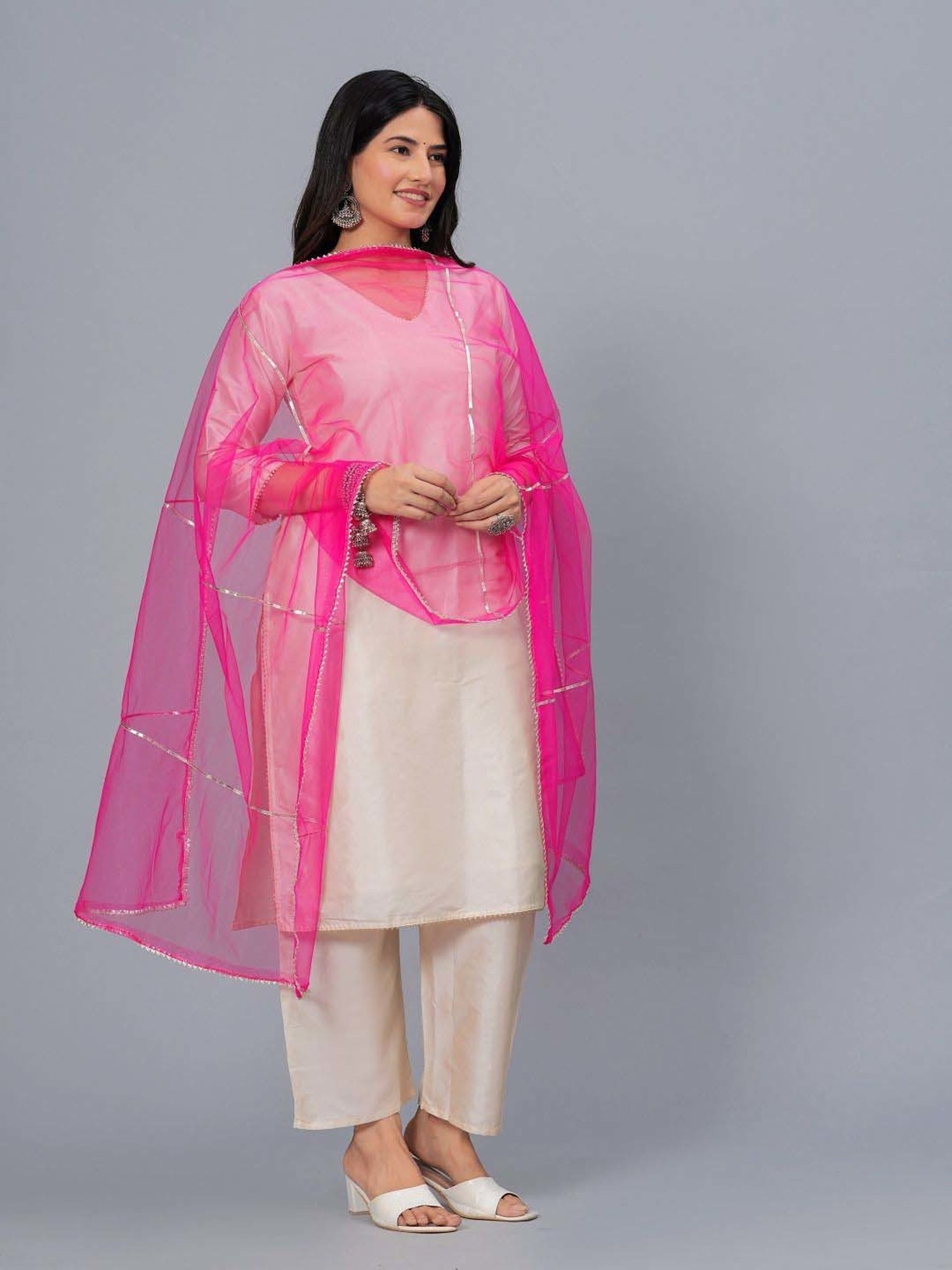 Stylum Pink Striped Dupatta