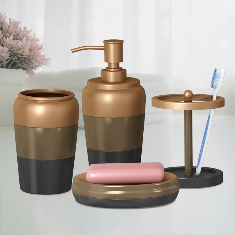 4pc Horizon Metal Bath Accessory Set for Vanity Counter Tops Copper - Nu Steel