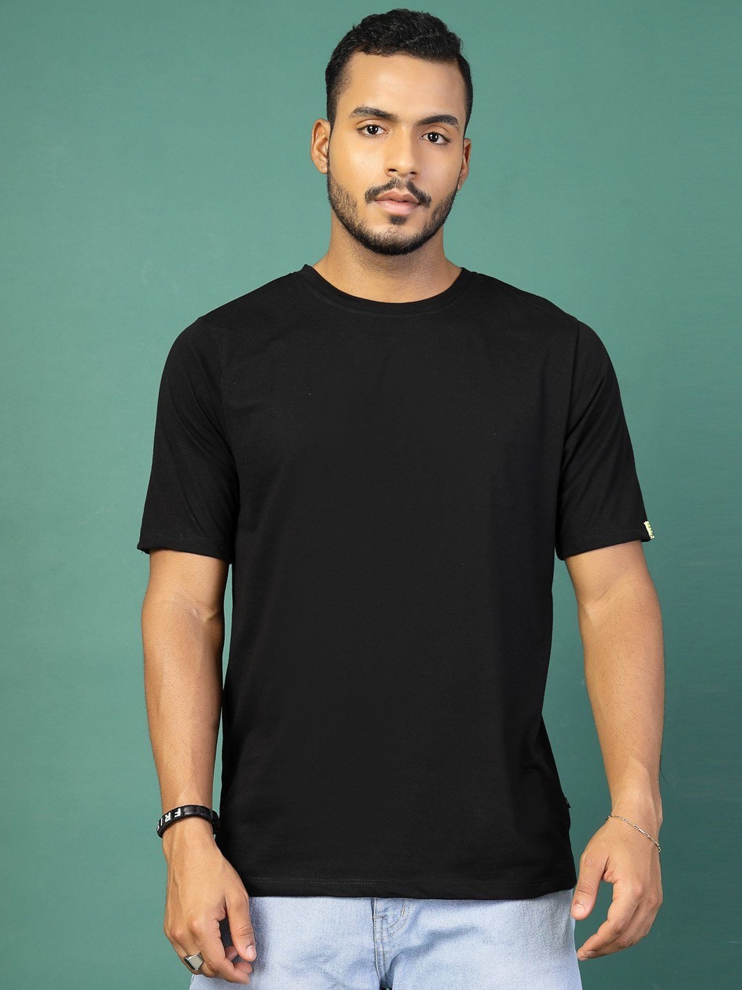 Rigo Black Cotton Loose Fit Printed T-Shirt