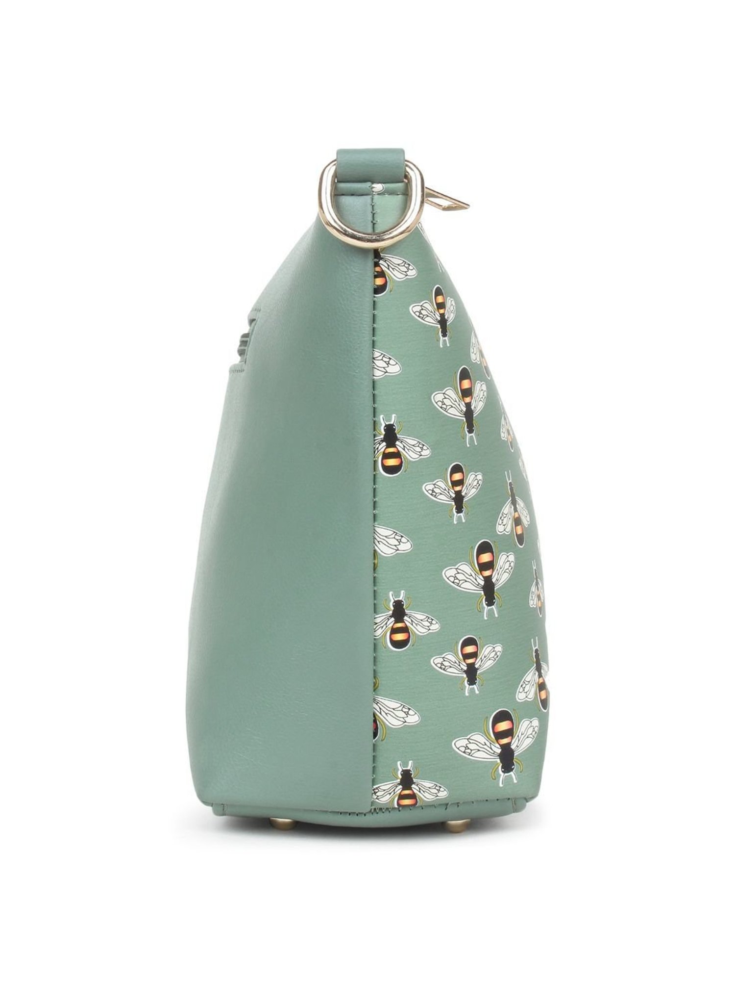 Yelloe Green Printed Medium Cross Body Bag