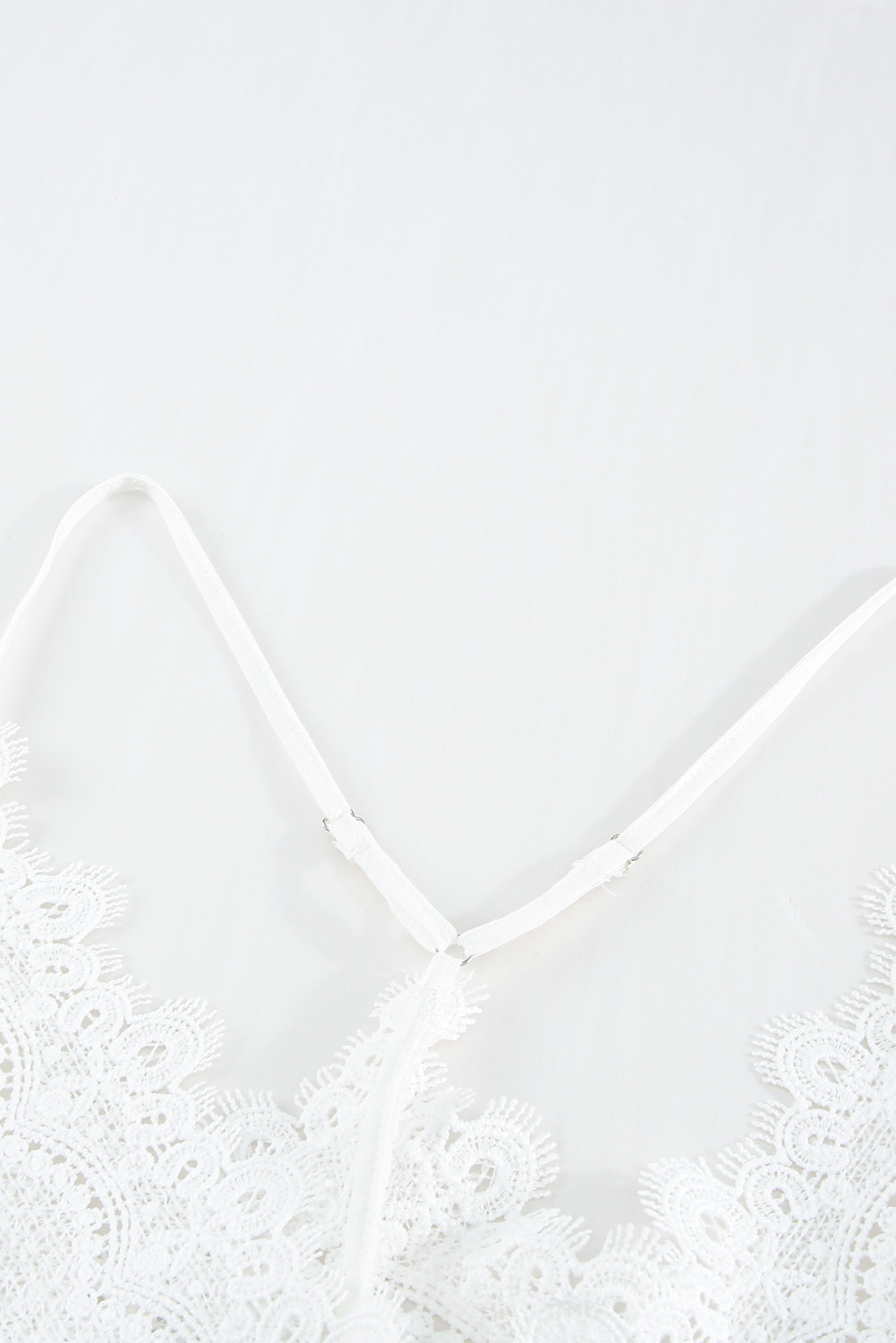 Ivory Flowy V Neck Spaghetti Strap Lace Camisole
