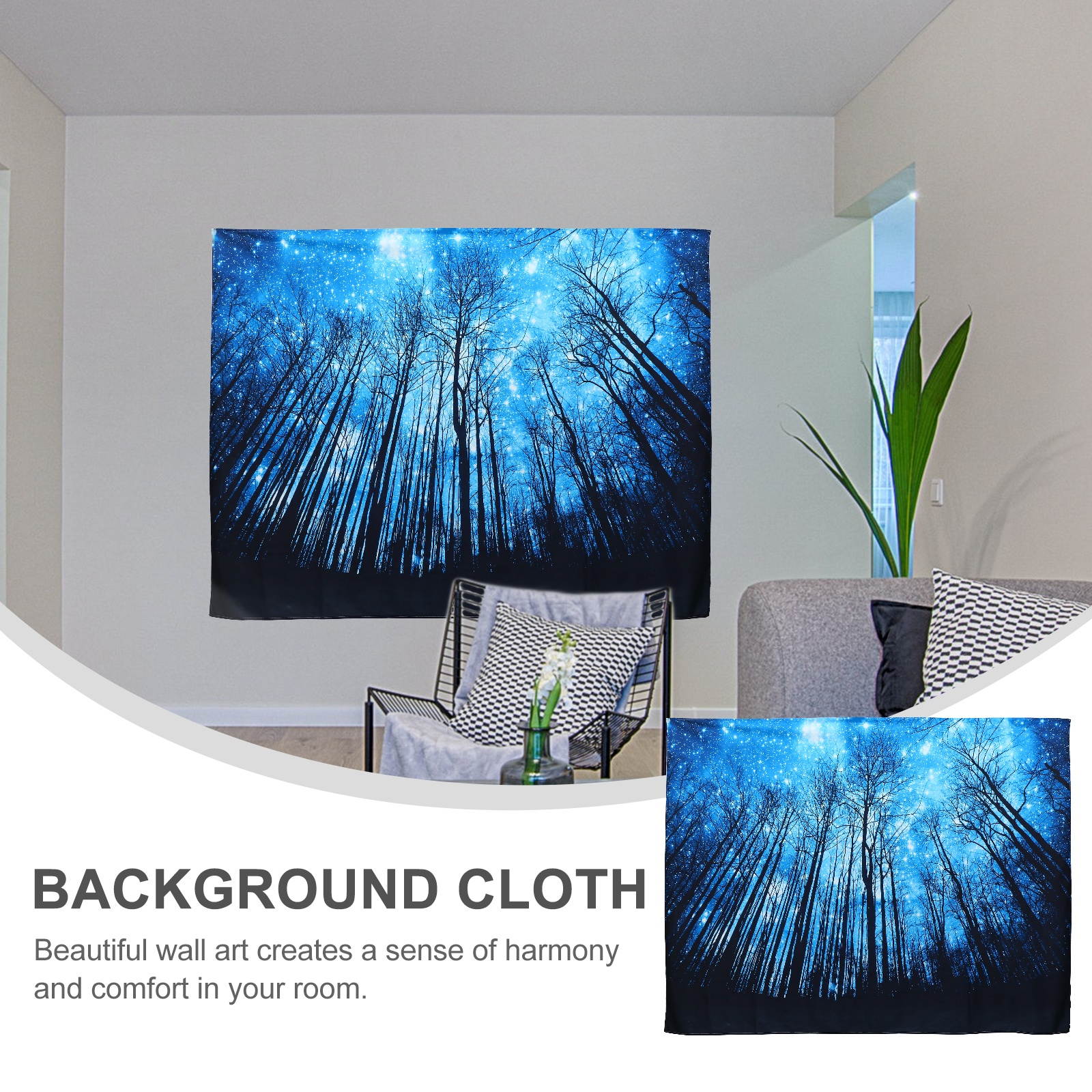 Starry Sky Flannelette Tapestry Short Plush Starry Forest Background Cloth