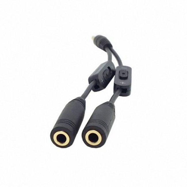 FVH Black 3.5mm Stereo Male to Double 3.5mm Female Audio Headphone Y Splitter Cable with Volume Switch RC-079