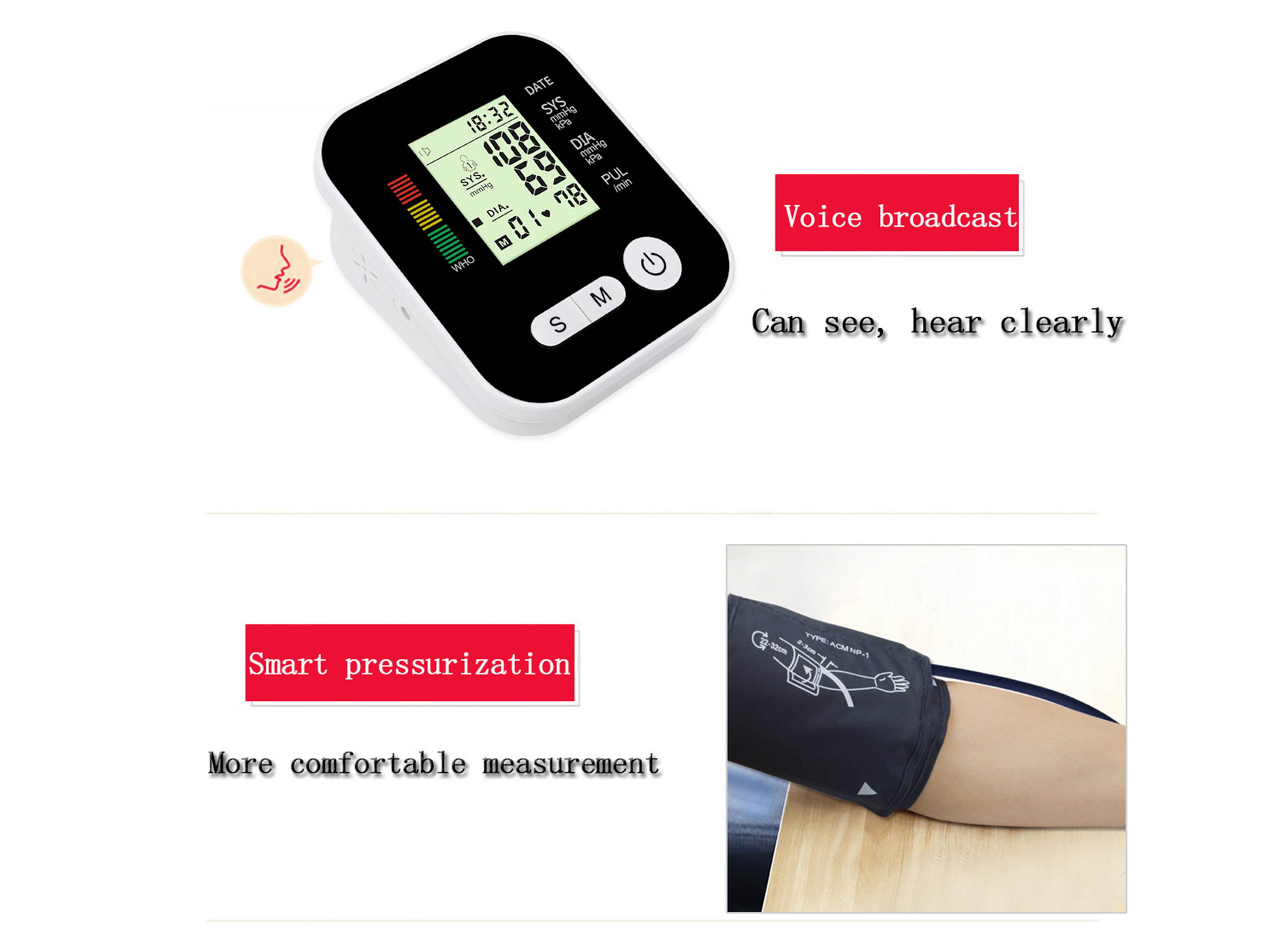 HYS Digital LCD Wrist Blood Pressure Monitor Heart-Beat Rate Pulse Meter Measure