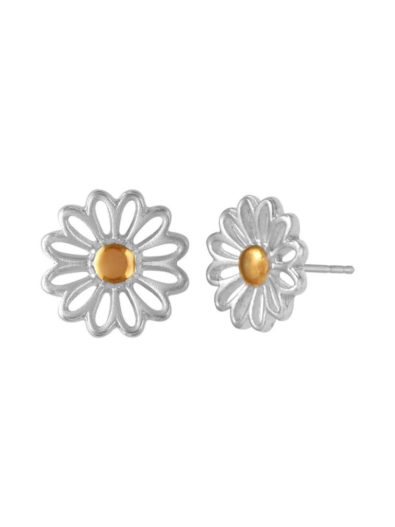 Rihi by P.C. Chandra Jewellers 925 Silver Daisy Pendant, Chain & Earring Set for Women & Girls