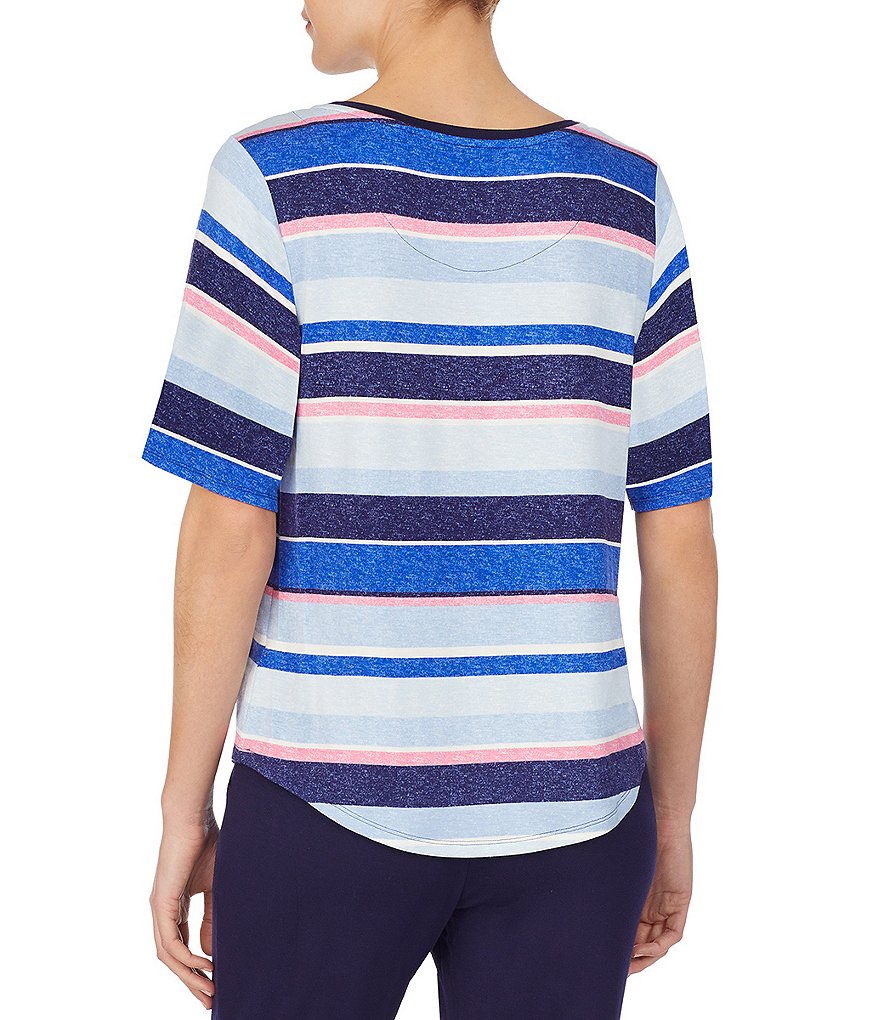 iRelax Striped Print French Terry Top