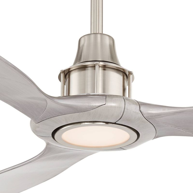 58" Casa Vieja Modern Outdoor Ceiling Fan with Light LED Dimmable Remote Brushed Nickel Silver Blades Damp Rated Patio Porch