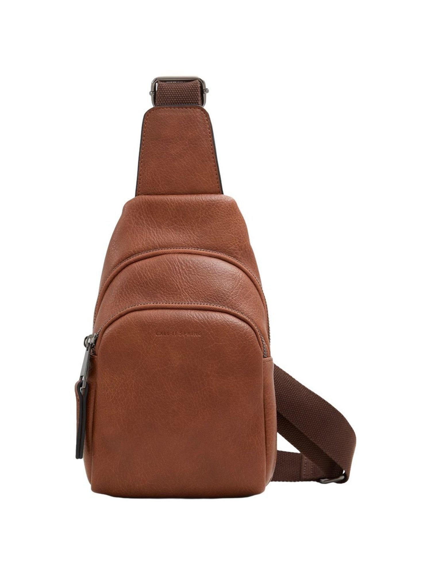 HiLEDER Brown Textured Small Leather 12 inch Cross Body Bag