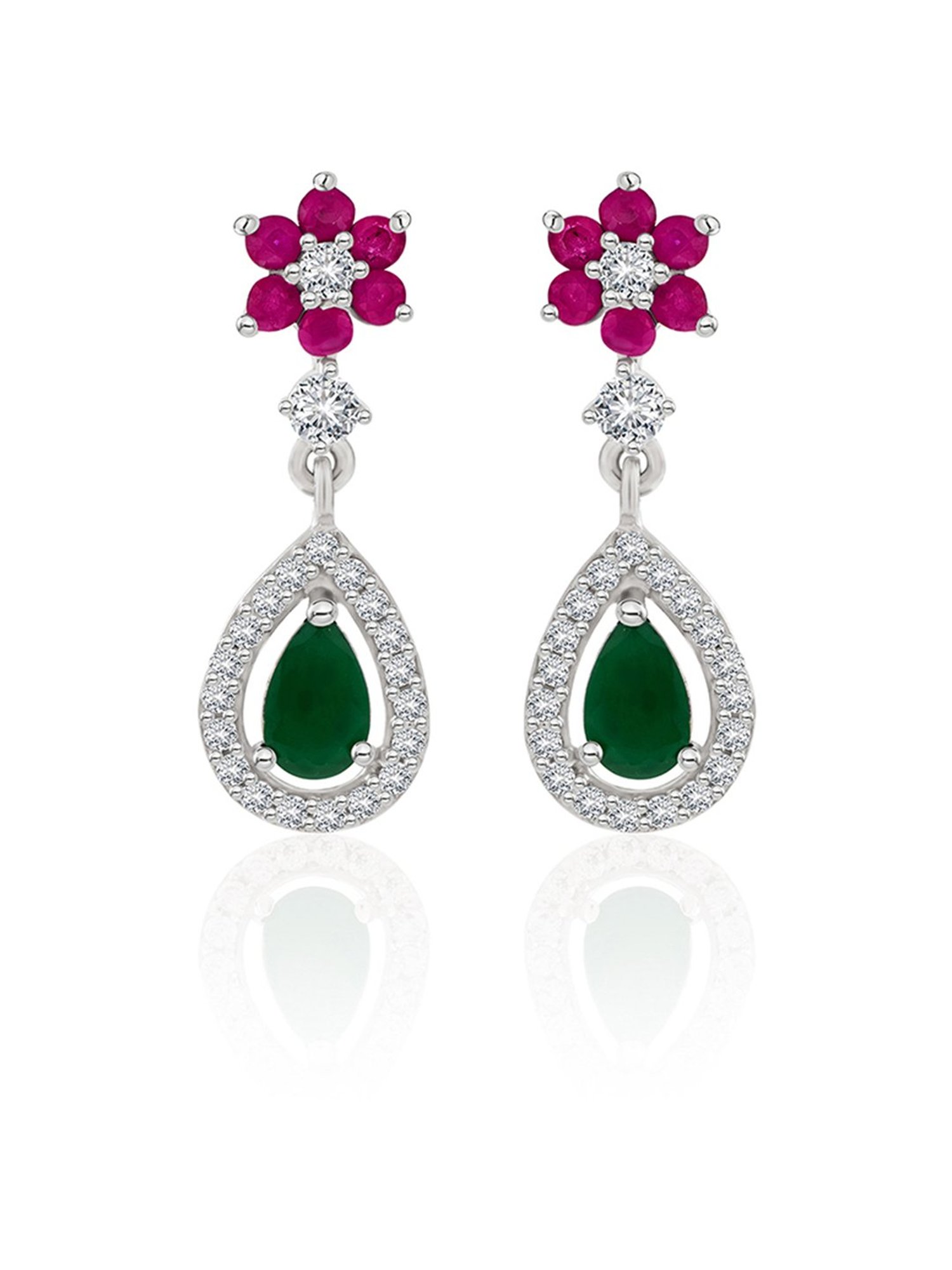 March by FableStreet 92.5 Sterling Silver Zircon Drop Earrings for Women