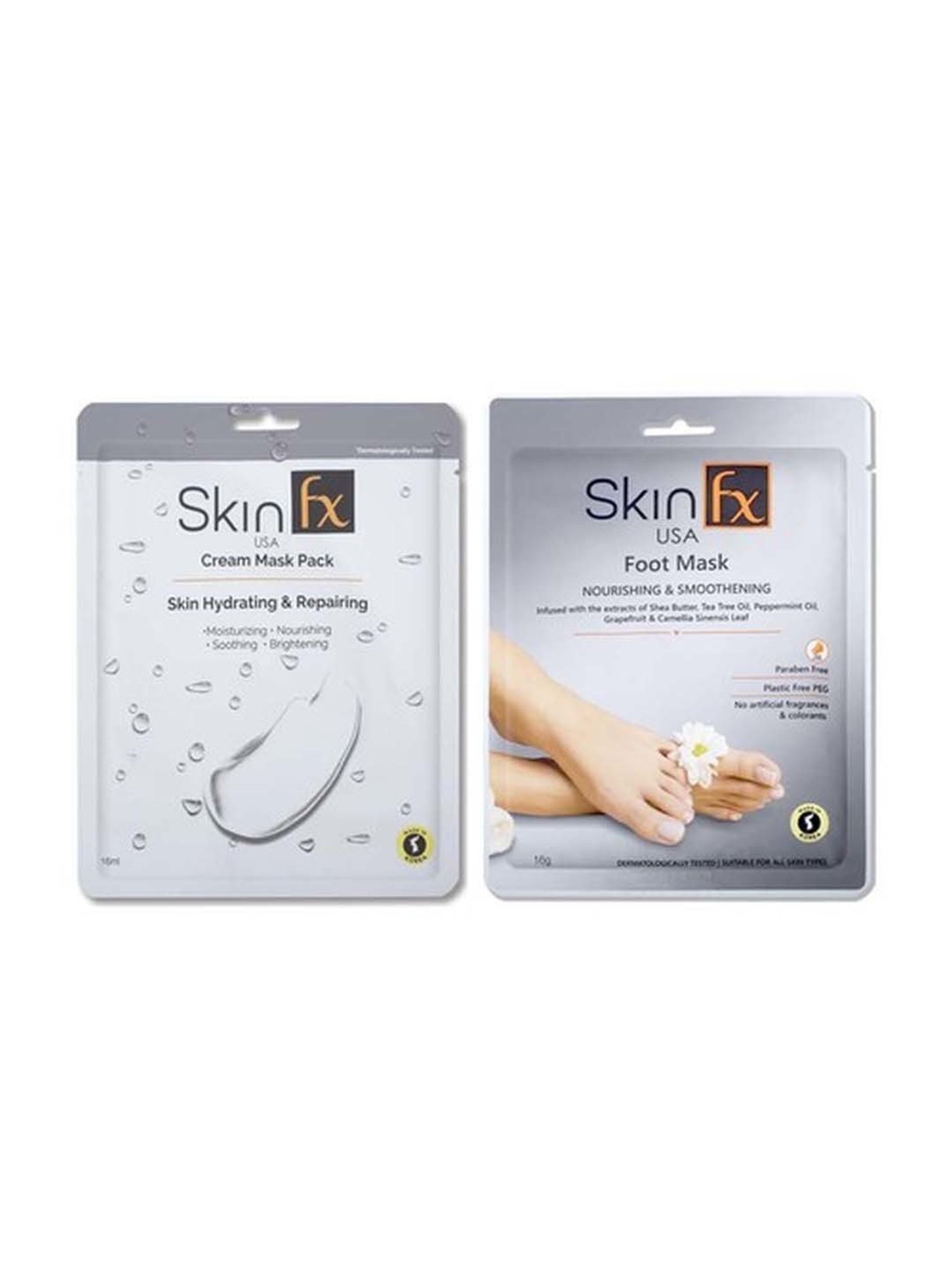 Skin Fx Nourishing Foot Mask & Hydrating Cream Mask - Pack of 2