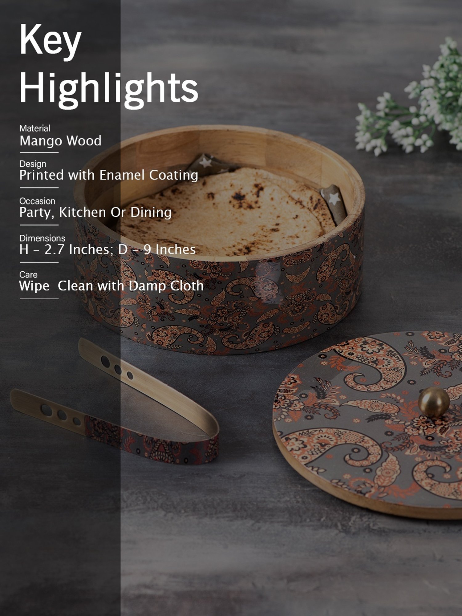 Nestroots Printed Grey Wood Serving Set of 2