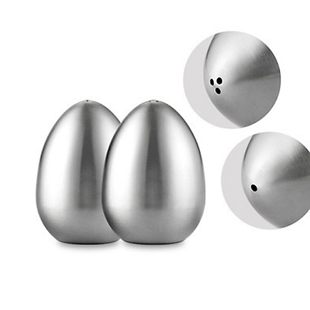 1 Pc Stainless Steel Egg Shaped Pepper Shaker Sugar Shaker Spices Seasoning Sauce Container Kitchen Supplies (1 Hole)