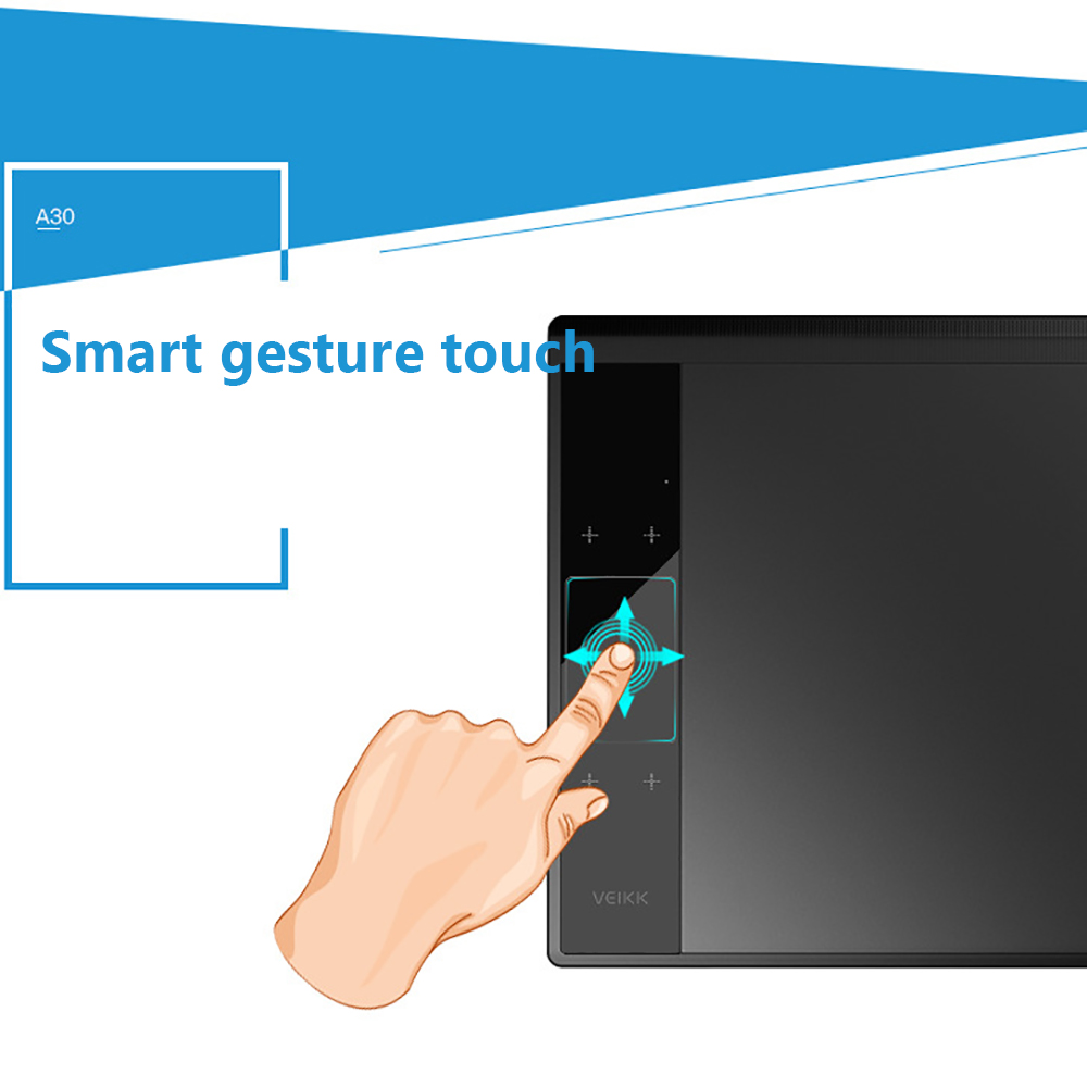 VEIKK A30 Digital Graphics Drawing Tablet 10*6 inch Pen Tablet with 8192 Levels Passive Pen for Left/Right Hand Smart Gesture Touch with 4 Touch Keys