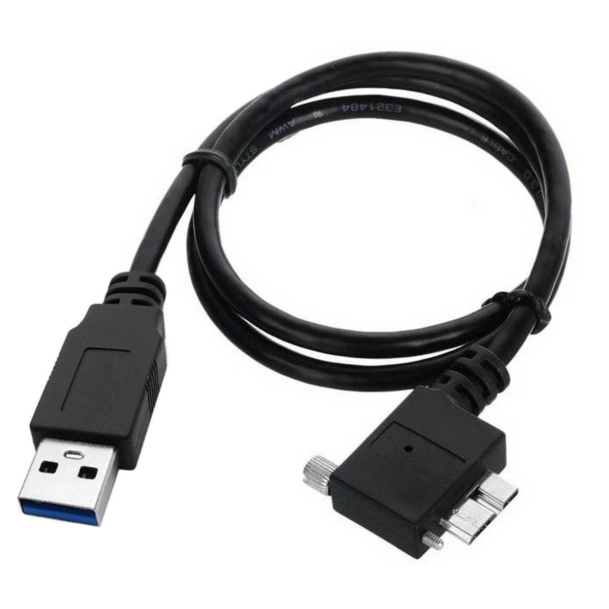 USB 3.0 Male to 90 Degree Right Angled Micro-B Micro USB 3.0 Type-B Male Data Cable with Screws Mount for Industrial Camera 1.2m