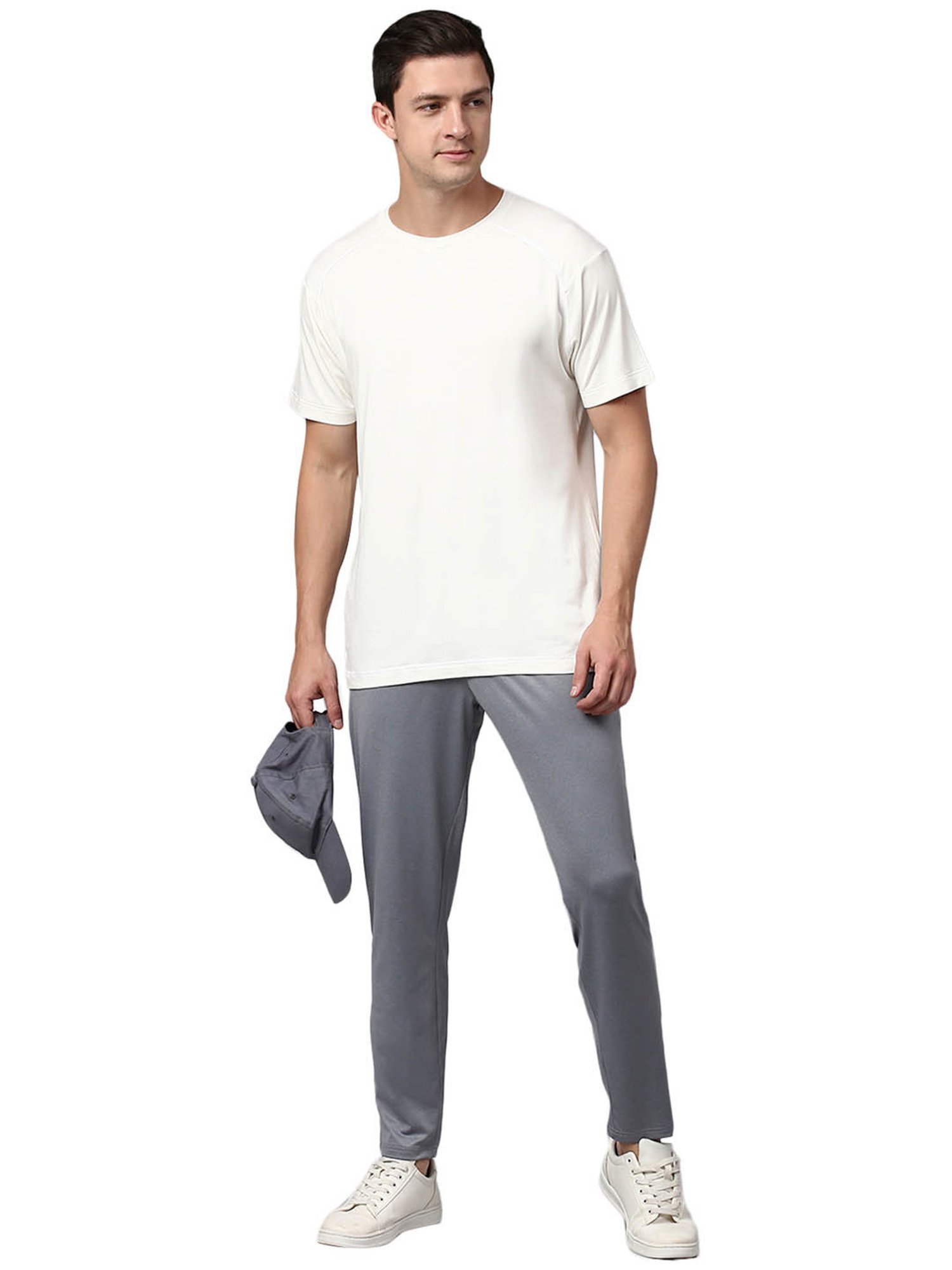 Slowave Grey Regular Fit Pleated Trousers