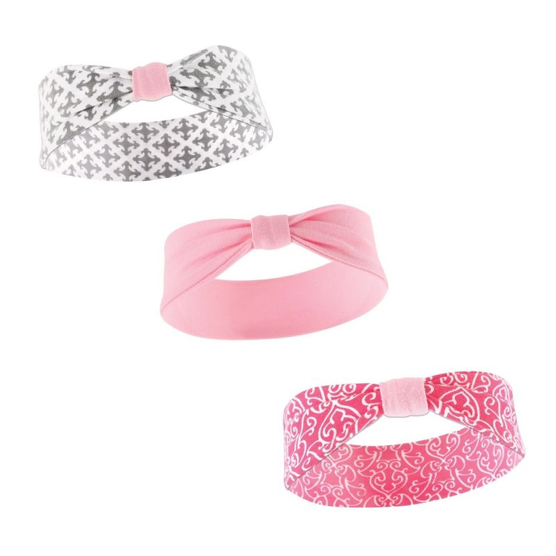 Yoga Sprout Baby and Toddler Girl Cotton Headbands 3pk, Demask, 12-24 Months