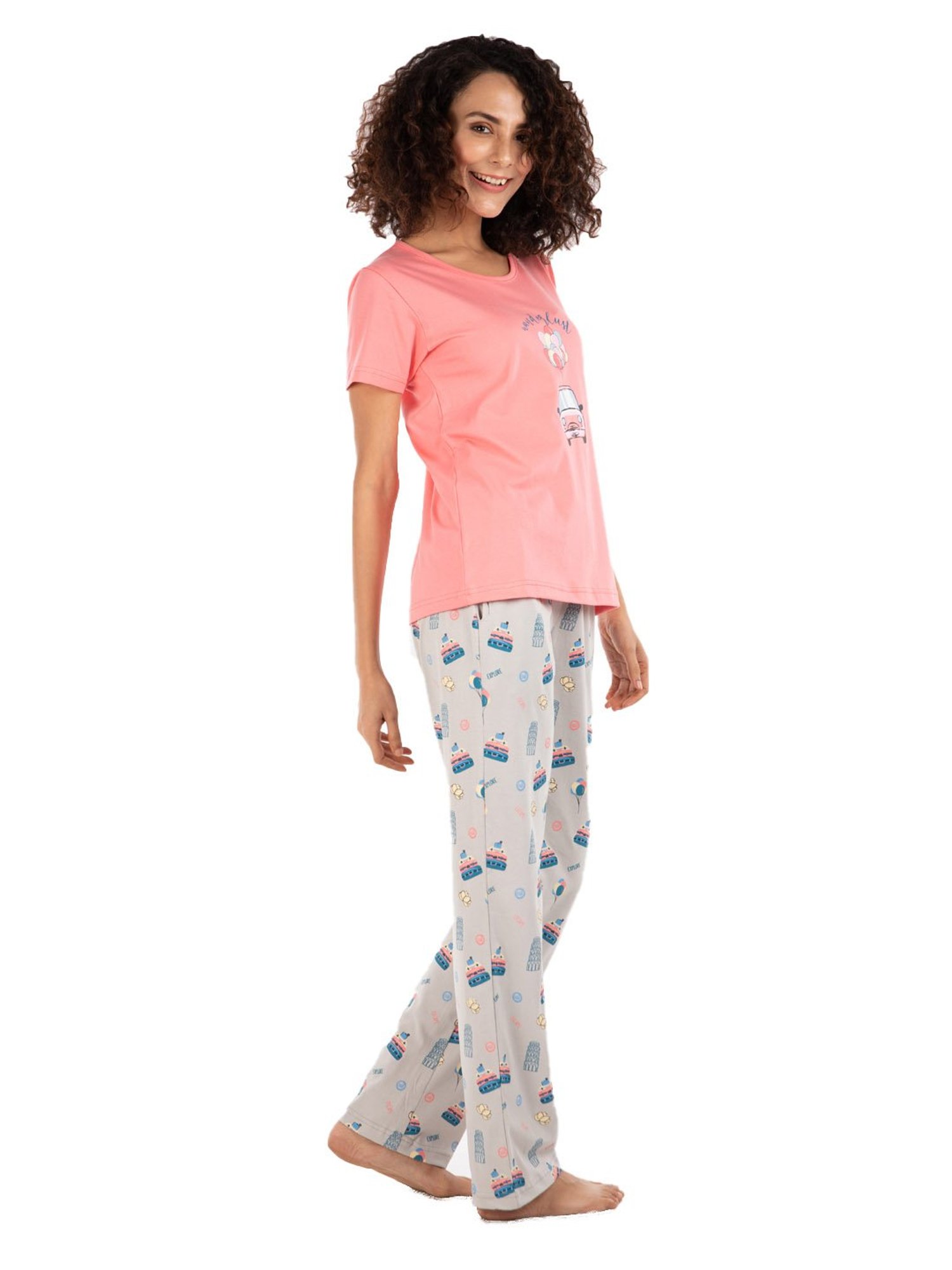 Nite Flite Multicolor Printed Top With Pyjamas