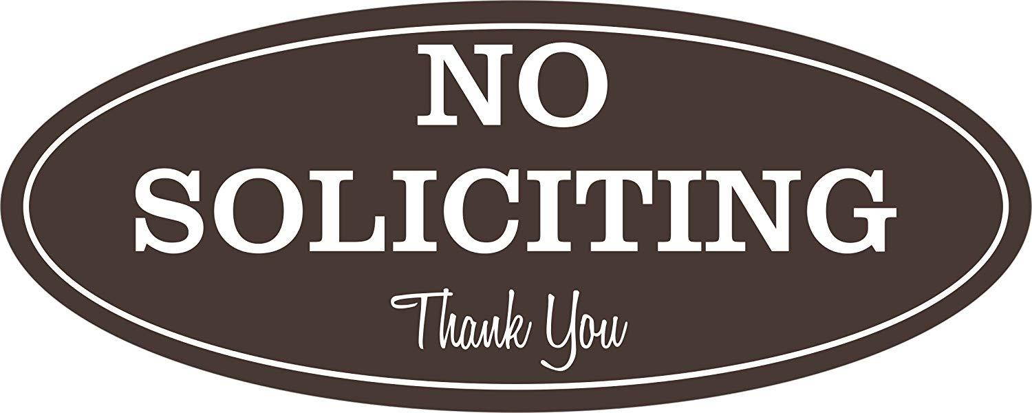 Oval No Soliciting Sign (Dark Brown) Large