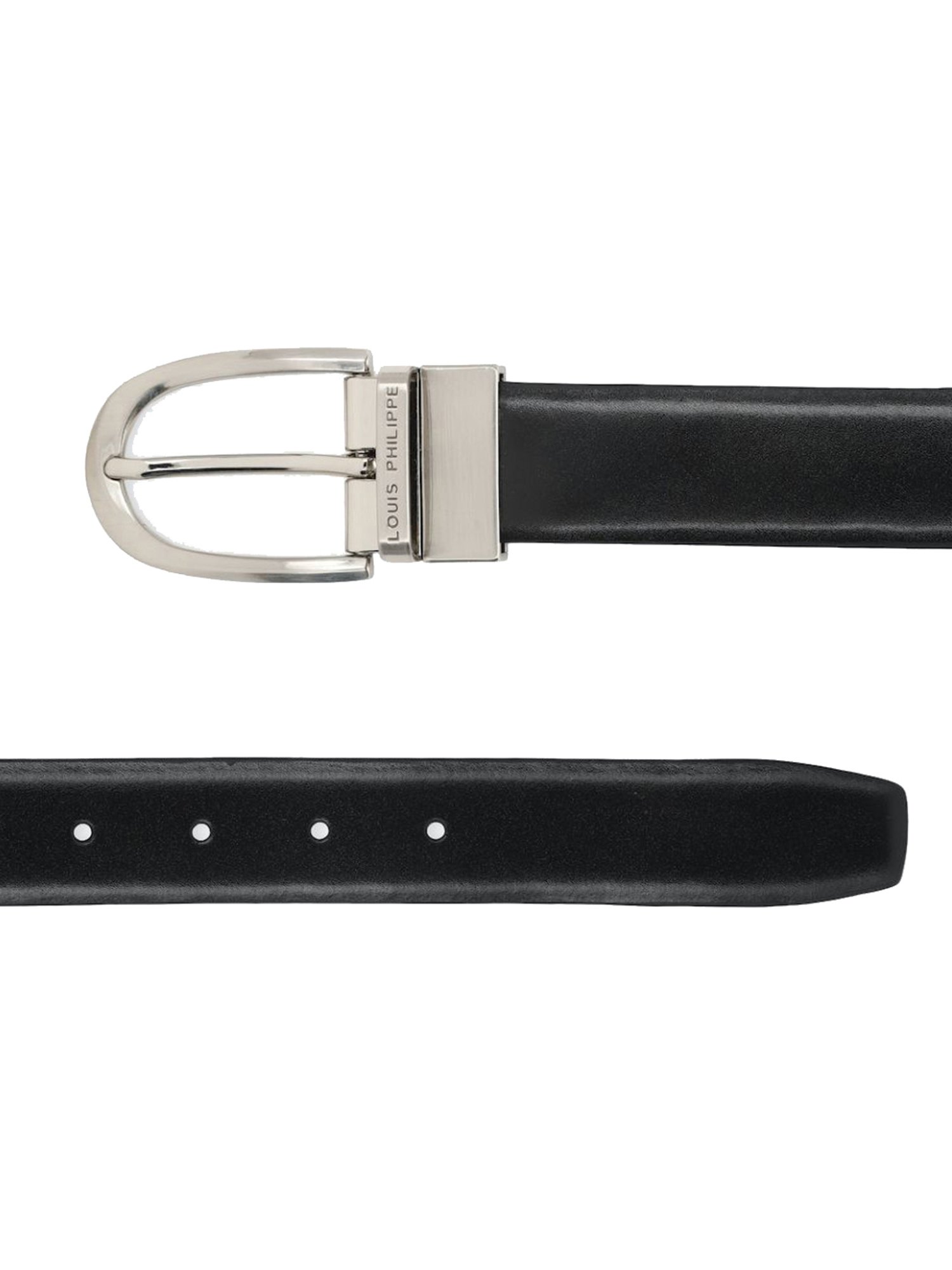 Louis Philippe Black Leather Reversible Belt for Men