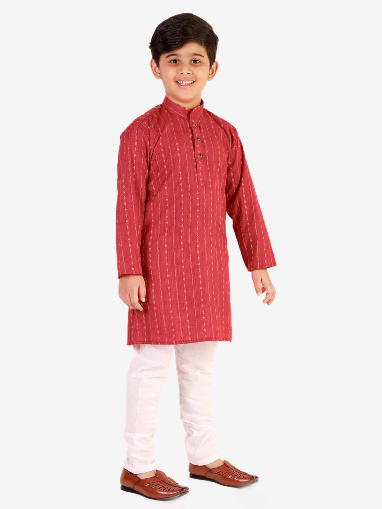 Pro-Ethic Style Developer Kids Red & White Printed Full Sleeves Kurta with Pyjamas
