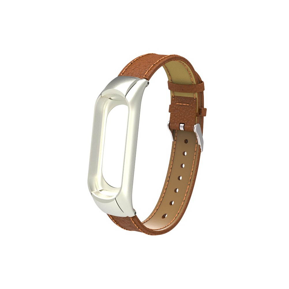 Fashion Casual Lichee Pattern Replacement Leather Strap for Xiaomi Mi Band 3 (Black)