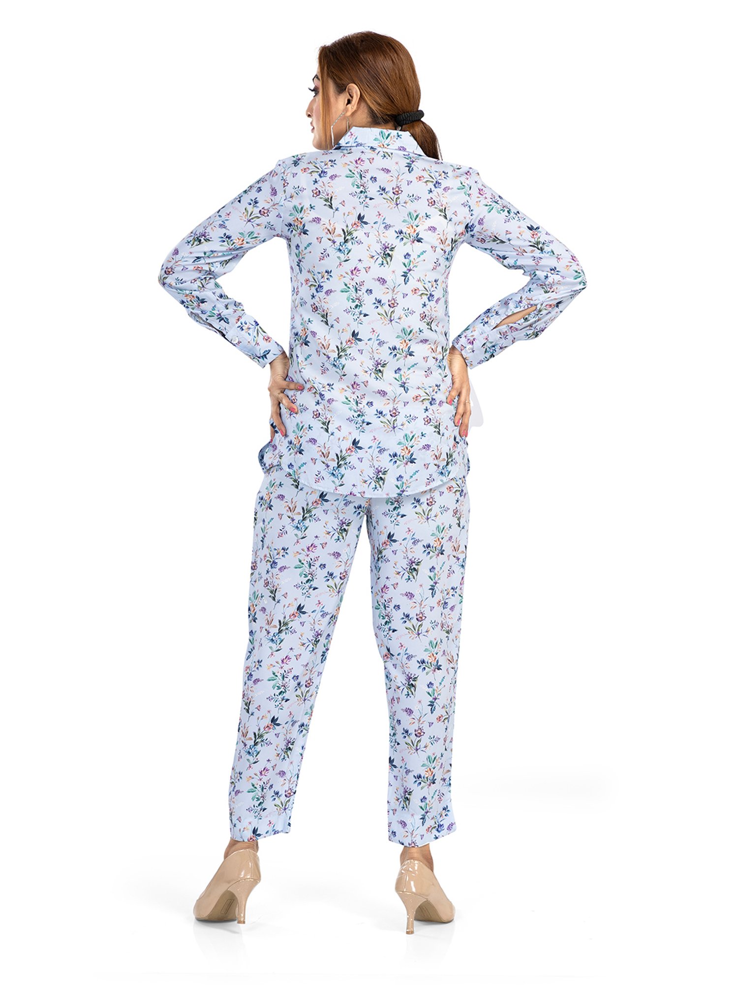 Nino Bambino Light Blue Printed Shirt With Pants