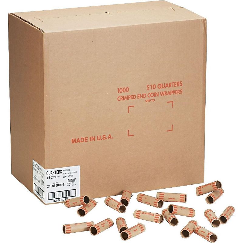 Coin-Tainer Preformed Tubular Coin Wrappers Quarters $10 1000 Wrappers/Box 20025