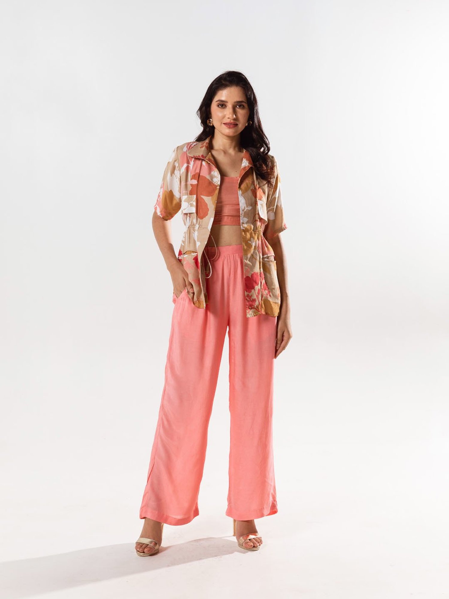 Melon by PlusS Blue Printed Shirt Pant Set