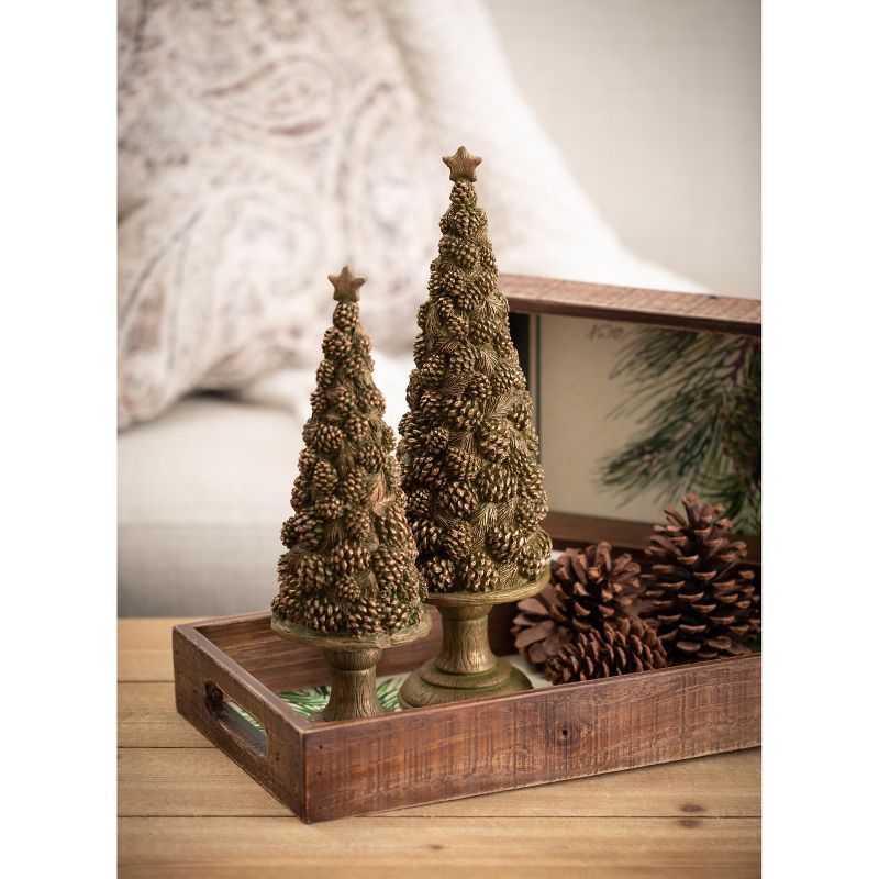 Sullivans Pinecone Tray Set of 2, 18"L & 16"L Multicolored