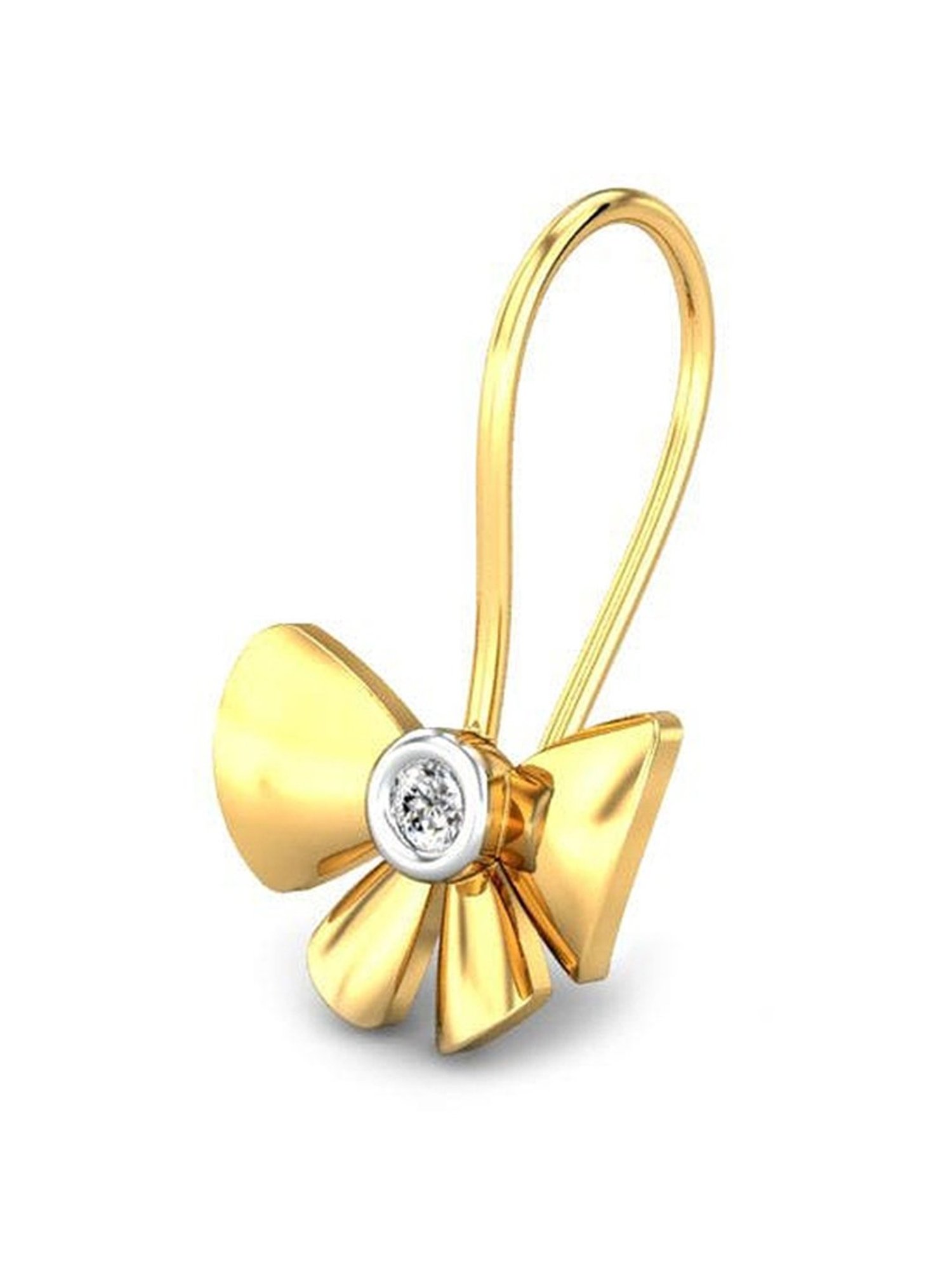 Candere by Kalyan Jewellers Peacock Collection 18k Yellow Gold Diamond Huggies Earrings for Women