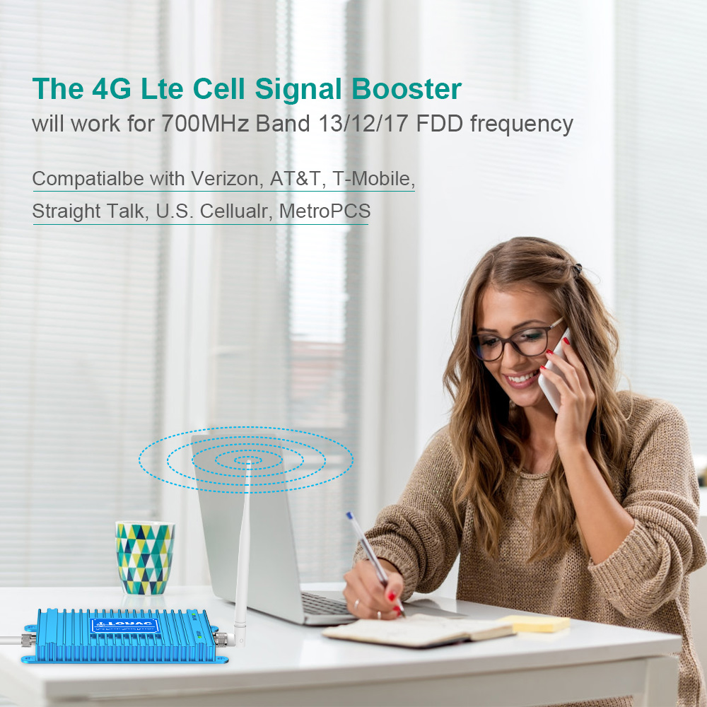 Tonve Cell Phone Signal Booster for Home and Office Up to 2,500 Sq Ft | Boost 4G LTE Data for Verizon and AT&T | 65dB Dual Band 12/17/13 Cellular Repeater with High Gain Antennas