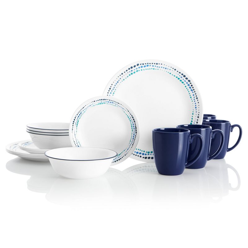 Corelle Livingware 16pc Glass Ocean Blues Dinnerware Set