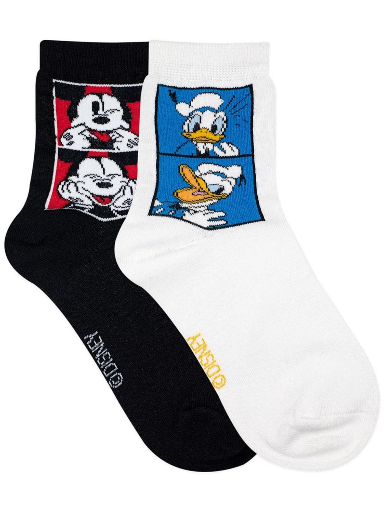 BALENZIA Black & White Cartoon Socks (Pack of 2)