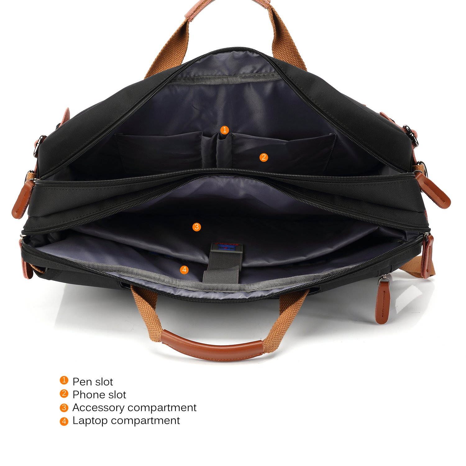 ESTONE Convertible Laptop Backpack Messenger Bag for Men/Women,15.6 Inch Laptop Shoulder Bag Multicompartment Nylon Business Briefcase (Blue)