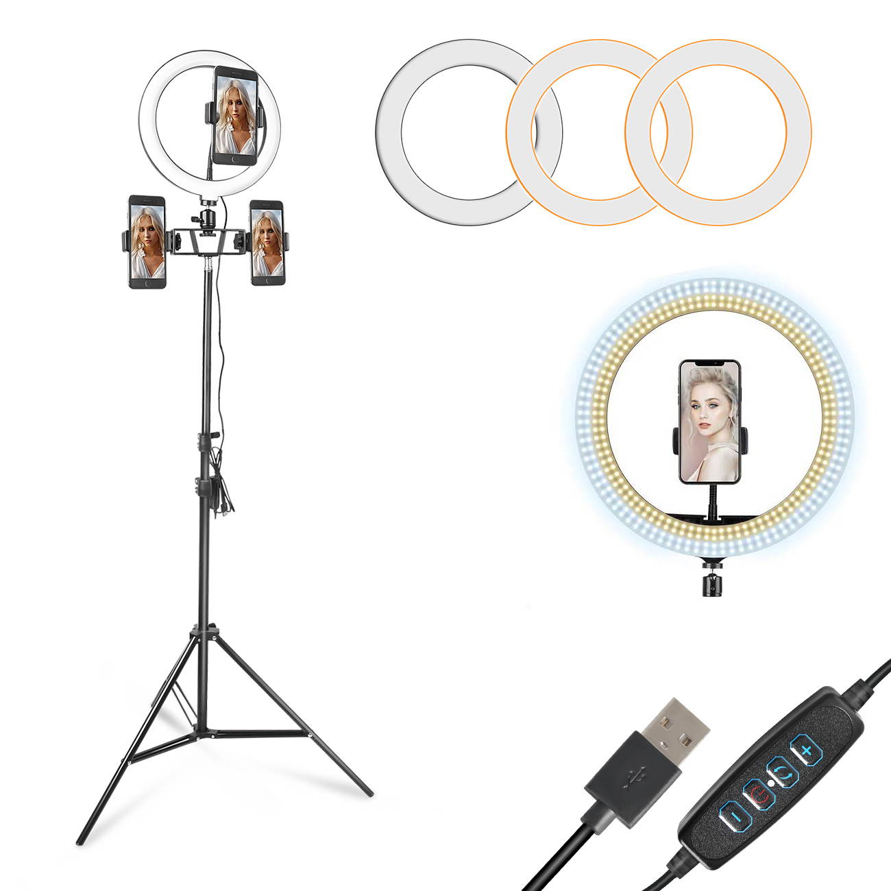 on LED Light camera Lights, Dimmable LED USB Clamp Desk Light for taking photos, video Headboard, , Office, 3 Light Modes 10 Brightness Switchable, Flexible Night Light, video streaming