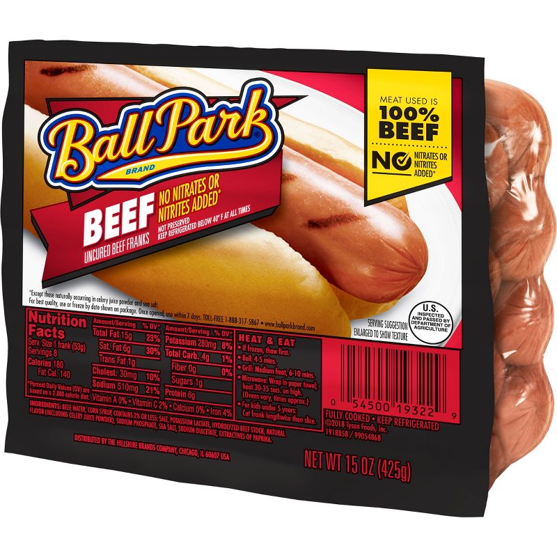 Ball Park Uncured Beef Franks - 15oz/8ct