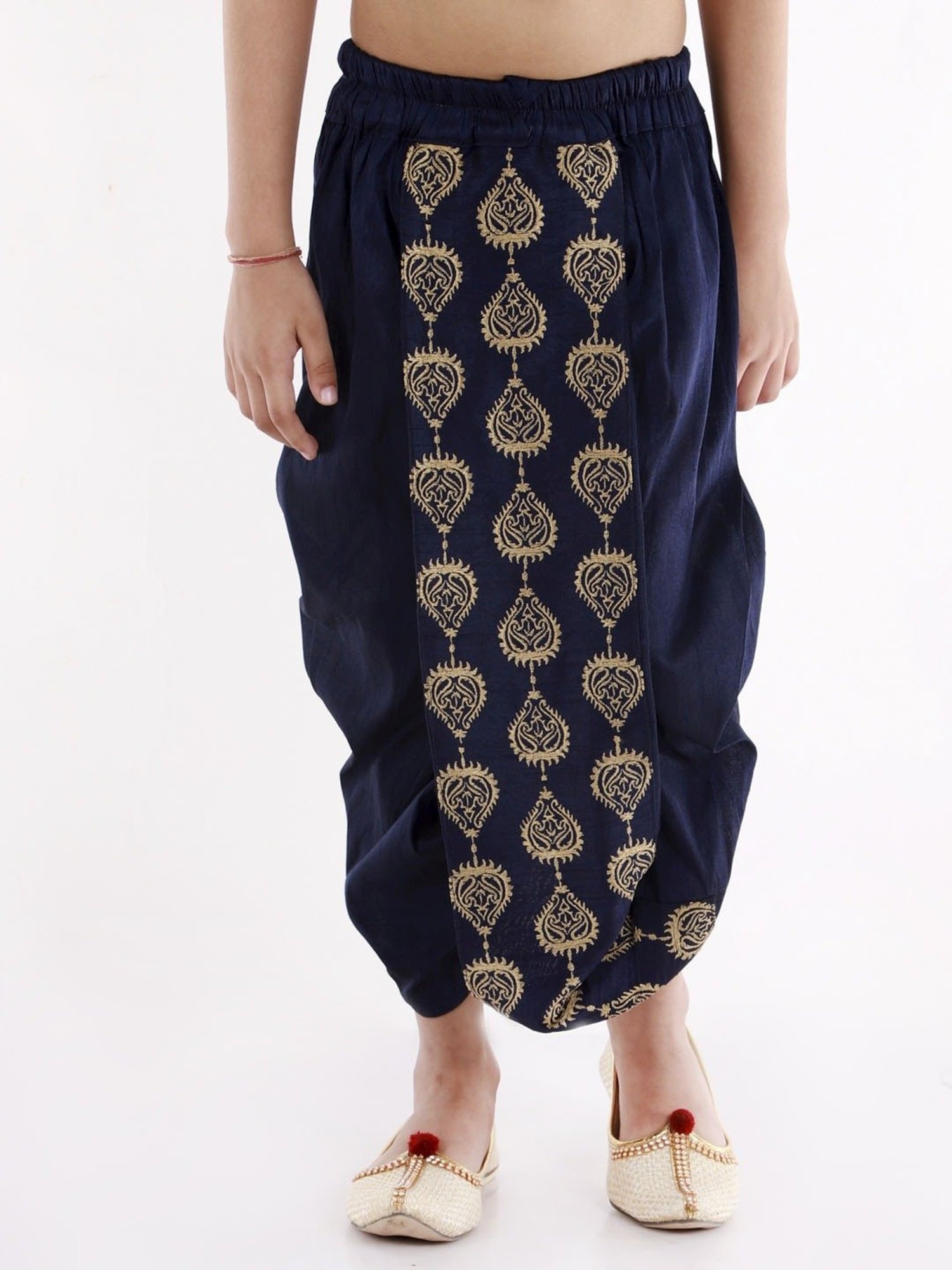 VASTRAMAY Kids Navy Embroidered Dhoti