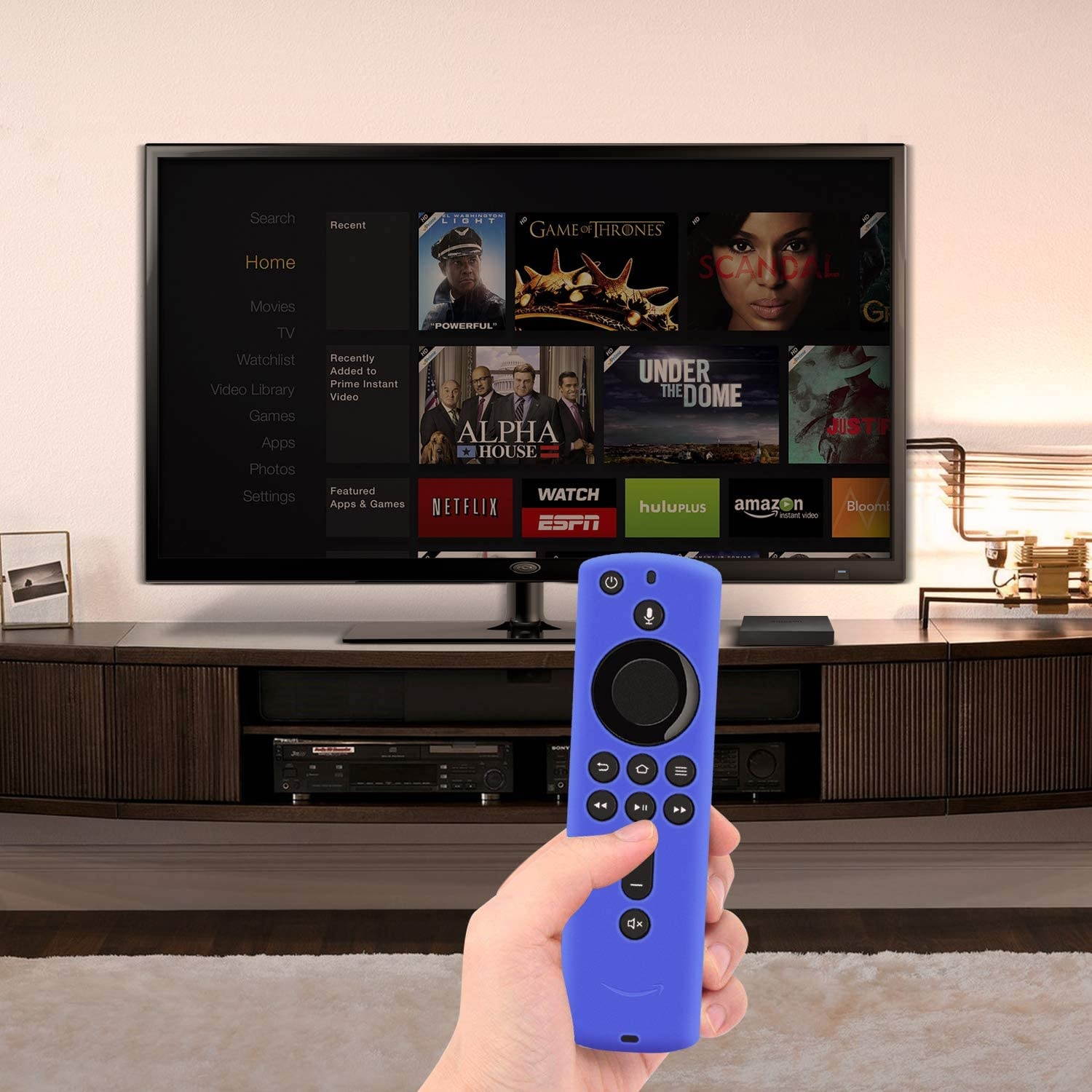 TNP Silicone Remote Protective Case Cover Skin for Fire TV Stick 4K/ Fire TV Cube/Fire TV (3rd Gen) Compatible with All New 2nd Gen Alexa Voice Remote Control, Anti-Slip Water-Resistant, Blue