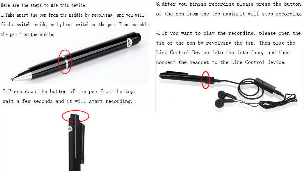 Cooligg Mini Digital Voice Recorder Dictaphones 8GB Record Pen MP3 USB Drive