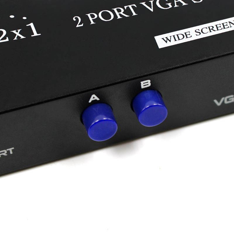VGA Switch 2 in 1 Out 2 Port VGA Switcher Box VGA Vedio Switch for PC TV Monitor -Black