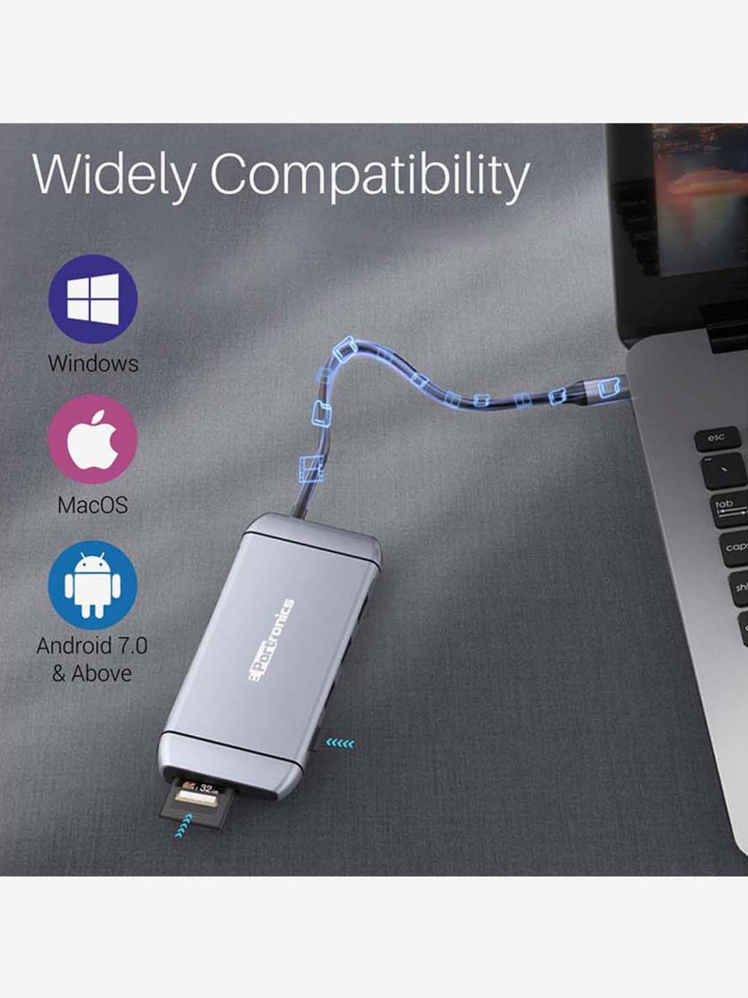 Portronics Mport 9C POR-1197 Multiport USB Hub (Silver)