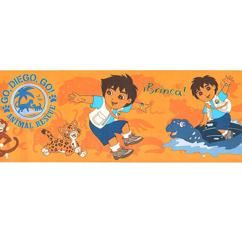 Go Diego Go Orange Accent Wall Border Roll - Go, Diego, Go!..