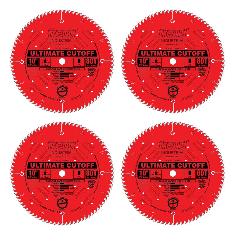 Freud LU85R012 12 Inch 96 Teeth Ultimate Cut Off Crosscutting Wood Saw Blade with Unique Side Grind and No Stabilizers Required (4 Pack)